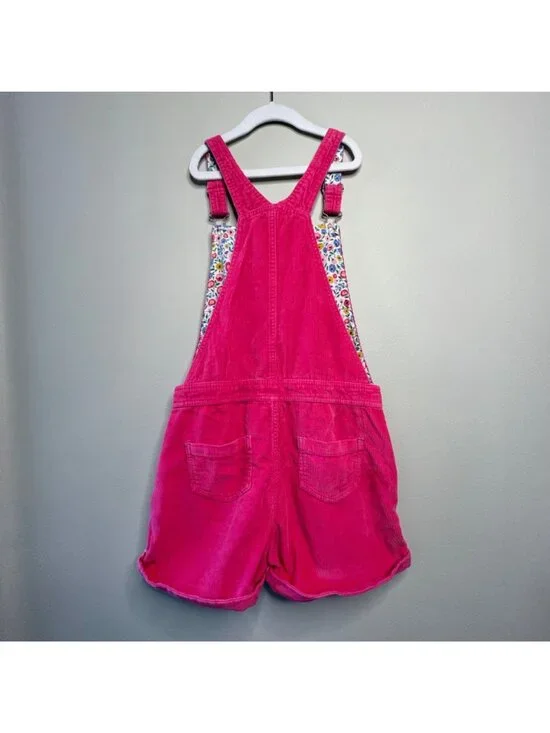 MINI BODEN Pink Corduroy Shortalls Girls 11-12 Cotton Overalls Bib Shorts Spring - Picture 2 of 9